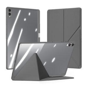 Samsung Galaxy Tab S11 DUX DUCIS Magi Series Stand Leather PC TPU Clear Cover – Grey