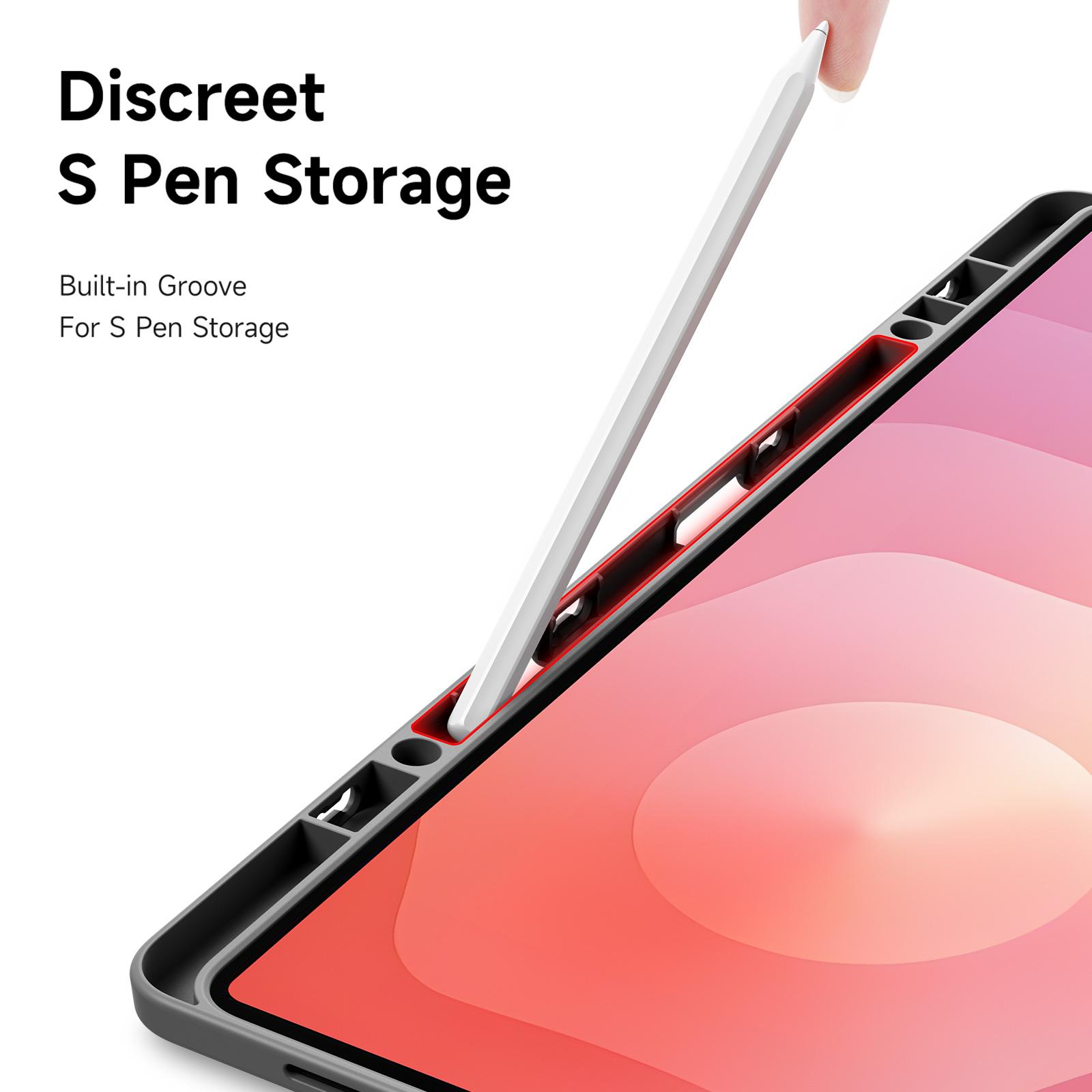 Samsung Galaxy Tab S11 Ultra DUX DUCIS Magi Series Leather PC TPU Clear Cover - Gray - Image 3