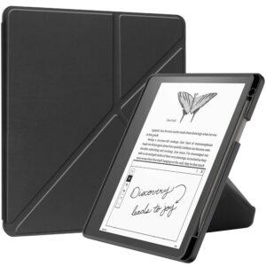Amazon Kindle Scribe Origami Stand PU Leather+TPU Shockproof Cover – Black