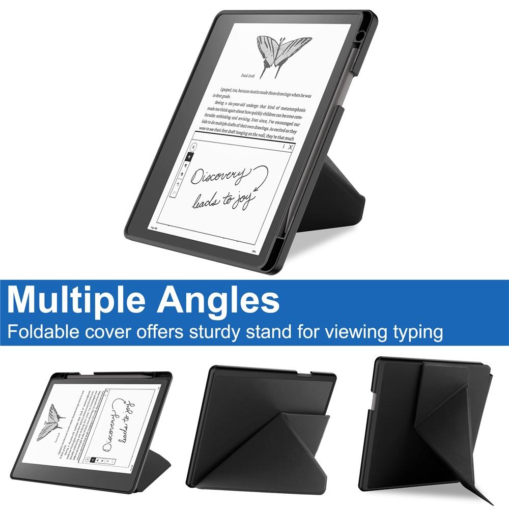 Amazon Kindle Scribe Origami Stand PU Leather+TPU Shockproof Cover - Black - Image 3
