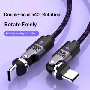 SIKAI 240W Type-C to Type-C Braided Dual Head 540 Degree Rotation Data Cable
