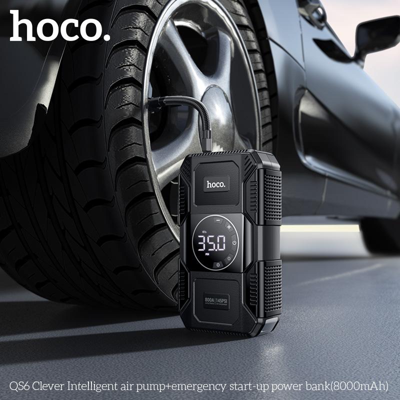 HOCO QS6 3-IN-1 Air Pump + Jump starter + Emergeny Light PowerBank (8000mAh)- Black - Image 7