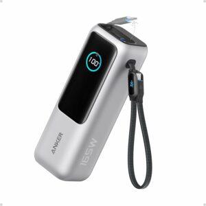 Anker Power Bank 25000mAh 165w Multi Device Charging With Retractable Cable - Silver