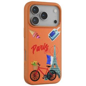 iPhone 17 Pro Levelo Vallo PU leather Paris Embroidery Cover – Sunrise Orange