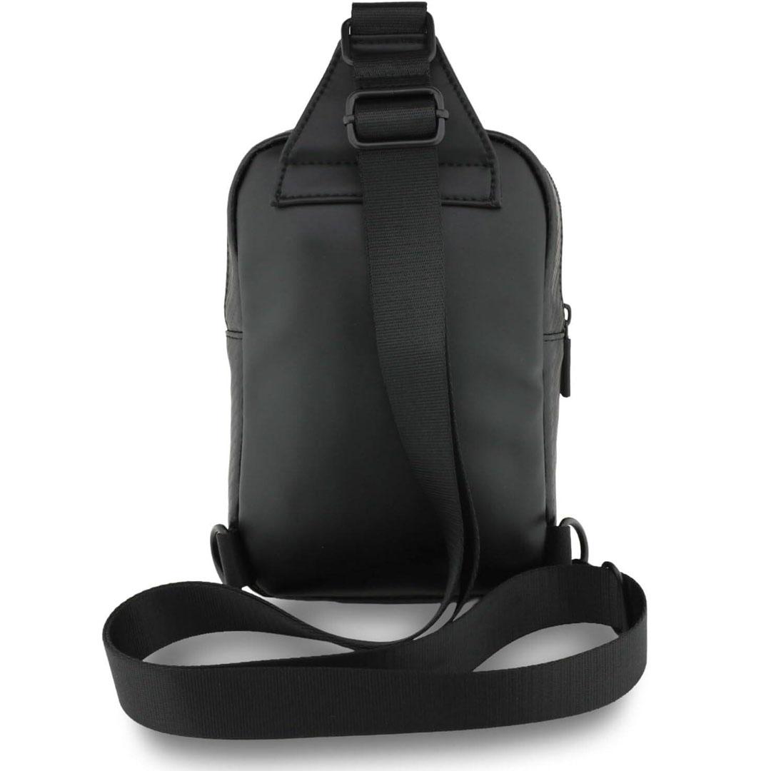 BMW PU Leather & Carbon Crossbody Bag With Metal logo - Black - Image 2