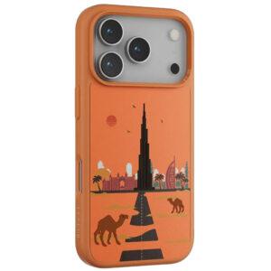 iPhone 17 Pro Levelo Vallo PU leather Dubai Embroidery Cover – Sunrise Orange