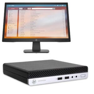 HP Mini Desktop 400 G5 Intel Core i3 9th gen 8/500GB + HP P22v G4 Edge to Edge – Black(used)