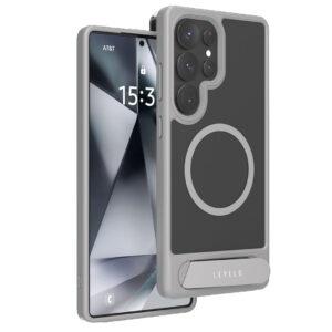Samsung S25 Ultra Levelo Matteo With Bottom Stand Grip Cover – Gray