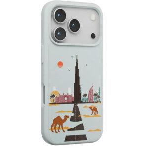 iPhone 17 Pro Levelo Vallo PU leather Dubai Embroidery Cover – Brushed Silver