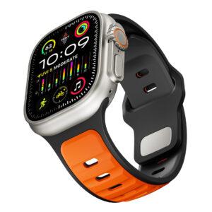 Apple Watch Dual Color 49/46/45/44mm Silicone Strap – Orange/Grey