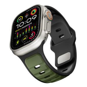 Apple Watch Dual Color 49/46/45/44mm Silicone Strap – Black/Green