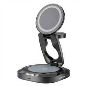 Green Lion Qi2.2 Mag Flex Foldable 3-in-1 Wireless 25W Charger Grey GNMAGFLXWCGY