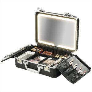 Porodo Lifestyle Makeup Case with Portable LED Light Mirror – Black PDLFST4029BK