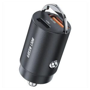 Green Lion Ring Charge Dual Port Car Charger PD 36W C to C 1M Cable – Black GNRNGCDPCCBK