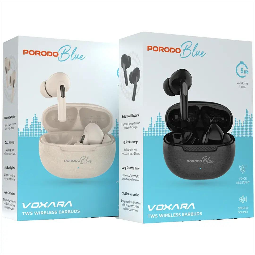 Porodo Blue Voxara TWS Earbuds with 5H Battery Life - Cream PBCMK03CR - Image 2