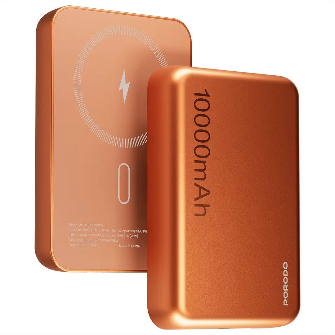 Porodo Oranzo 10000mAh 15W Wireless + PD 20W Power Bank - Orange PDPBFCH067OG