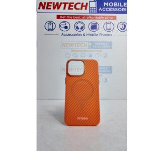 iPhone 15 Pro Max Damas Pitaka Magsafe Carbon Fiber Pattern Cover – Orange