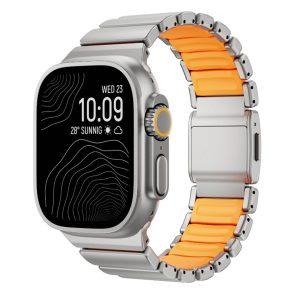 Samsung Galaxy Watch8/ 8 Classic 44mm/40mm/46mm Titanium Metal Strap Turtle Buckle – Titanium/Orange