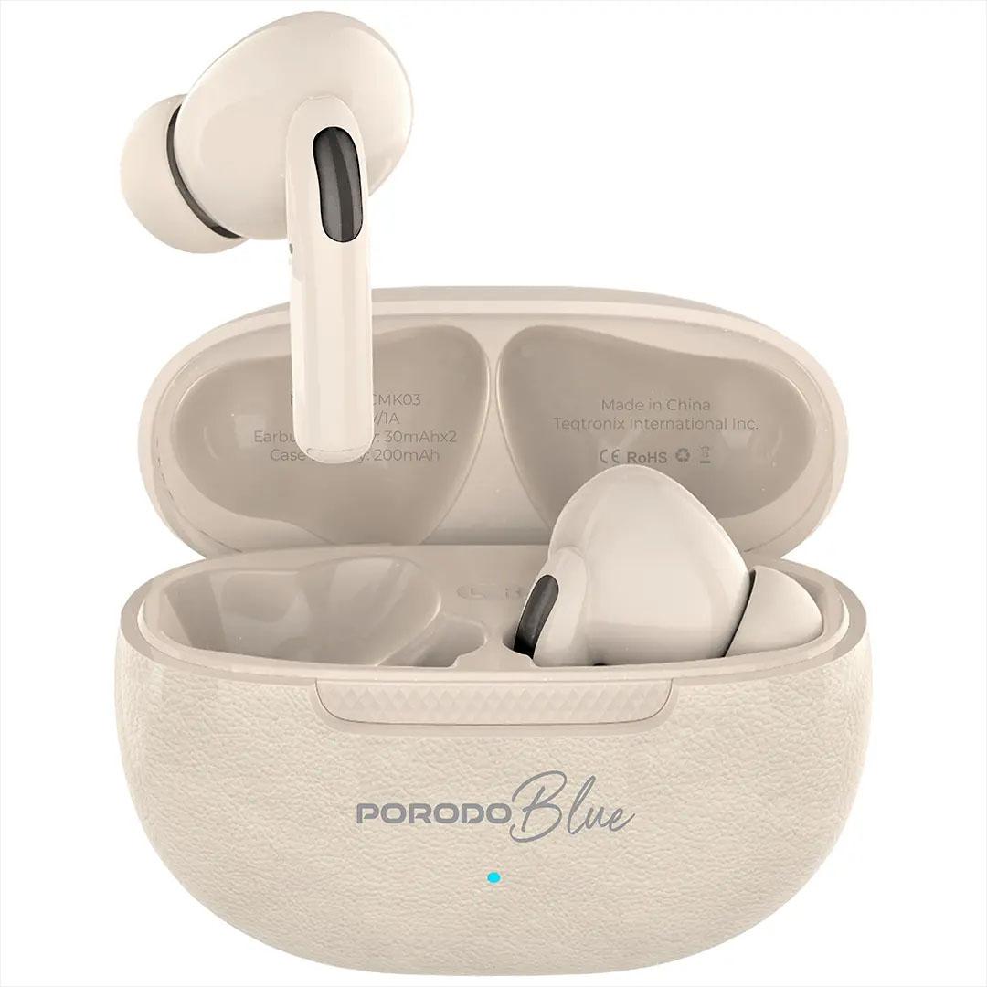 Porodo Blue Voxara TWS Earbuds with 5H Battery Life - Cream PBCMK03CR