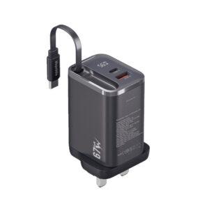 Blupebble PowerCore 67W 2 Ports PD GaN Fast Charger PD67W With LED Indicator Black BP-PD67GANRC-BK