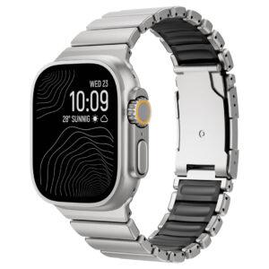 Apple Watch Size 49/46/45/44mm Stainless Steel Metal Folding Buckle – Silver/Black