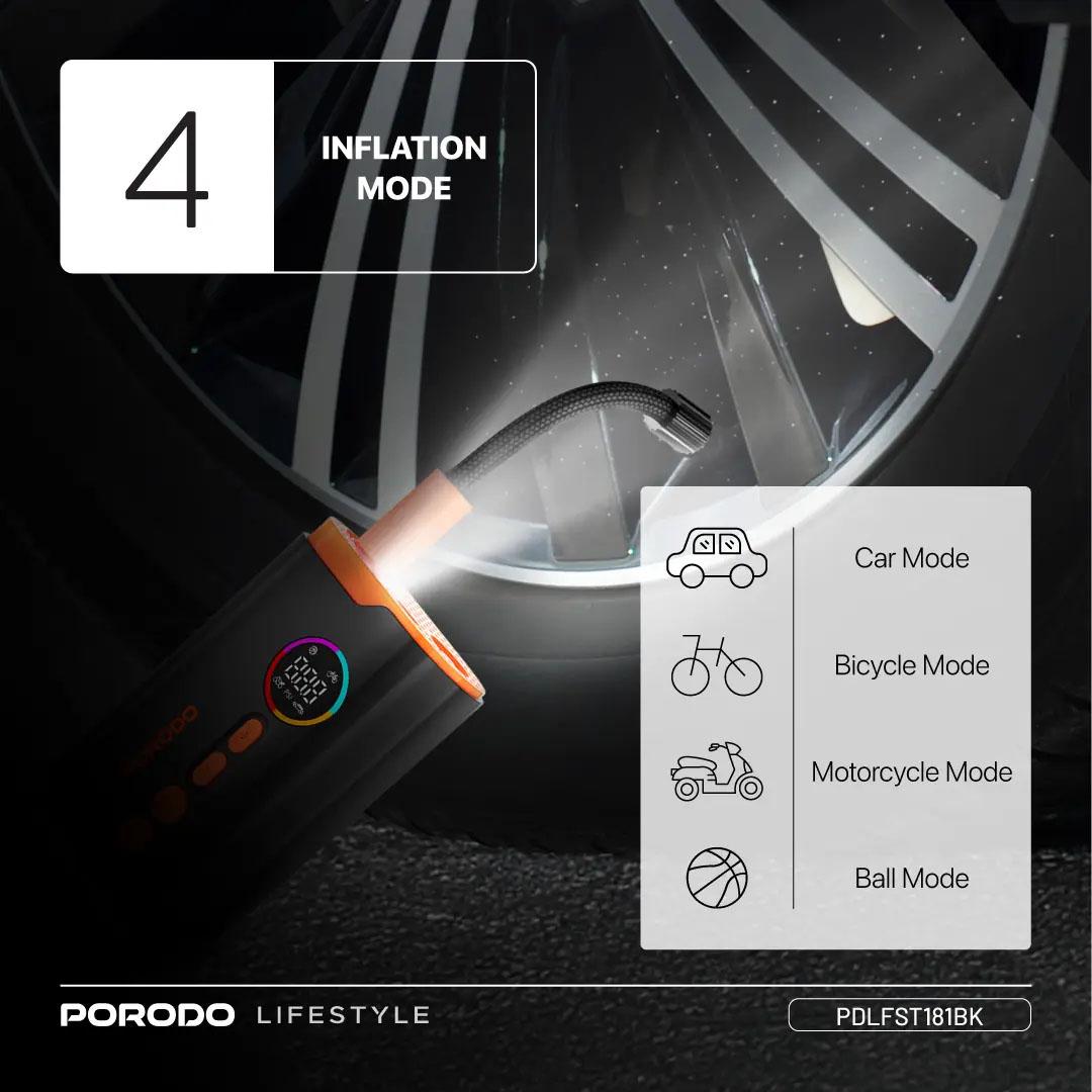 Porodo Electric Air Inflator 55W 150 PSI with 4 Modes and Digital Display - Black PDLFST181BK - Image 3