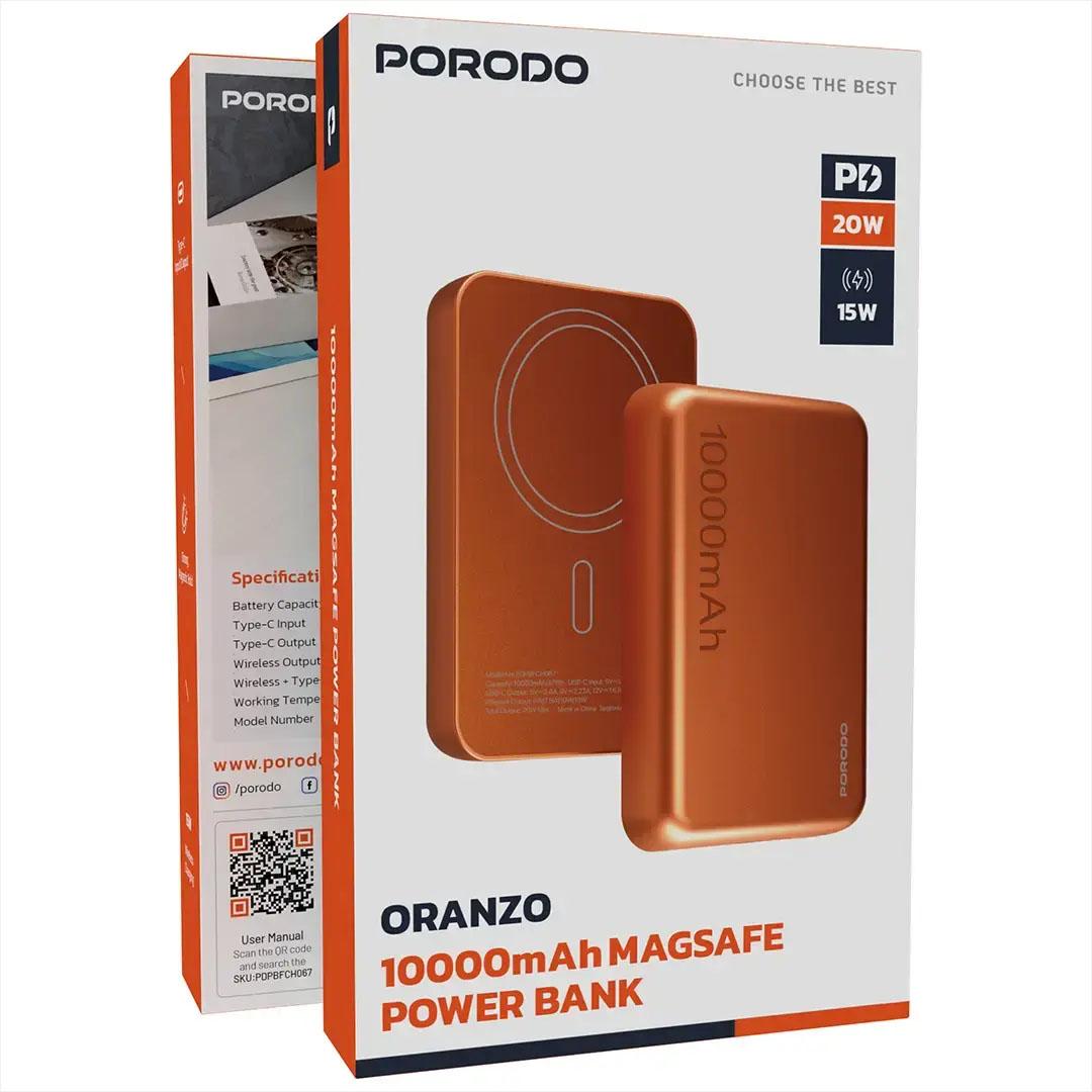 Porodo Oranzo 10000mAh 15W Wireless + PD 20W Power Bank - Orange PDPBFCH067OG - Image 2