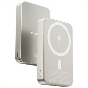 Porodo 10000mAh Magsafe Power Bank Fast Wireless & PD Charging – Silver Yellow PDPB15WSLYL