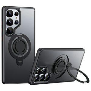 Samsung Galaxy S25 Ultra MagSafe Kickstand Matte Cover with Silicone Ring – Black
