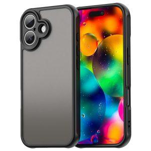 iPhone 17 Drop Proof Frosted Translucent PC + TPU Cover – Black