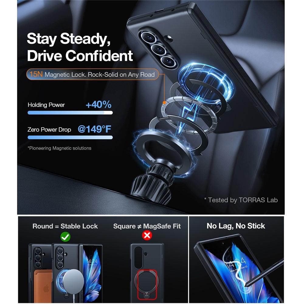 Samsung Galaxy Z Fold7 TORRAS Ostand Q3 Spin Series Magnetic Kickstand Cover - Black - Image 3