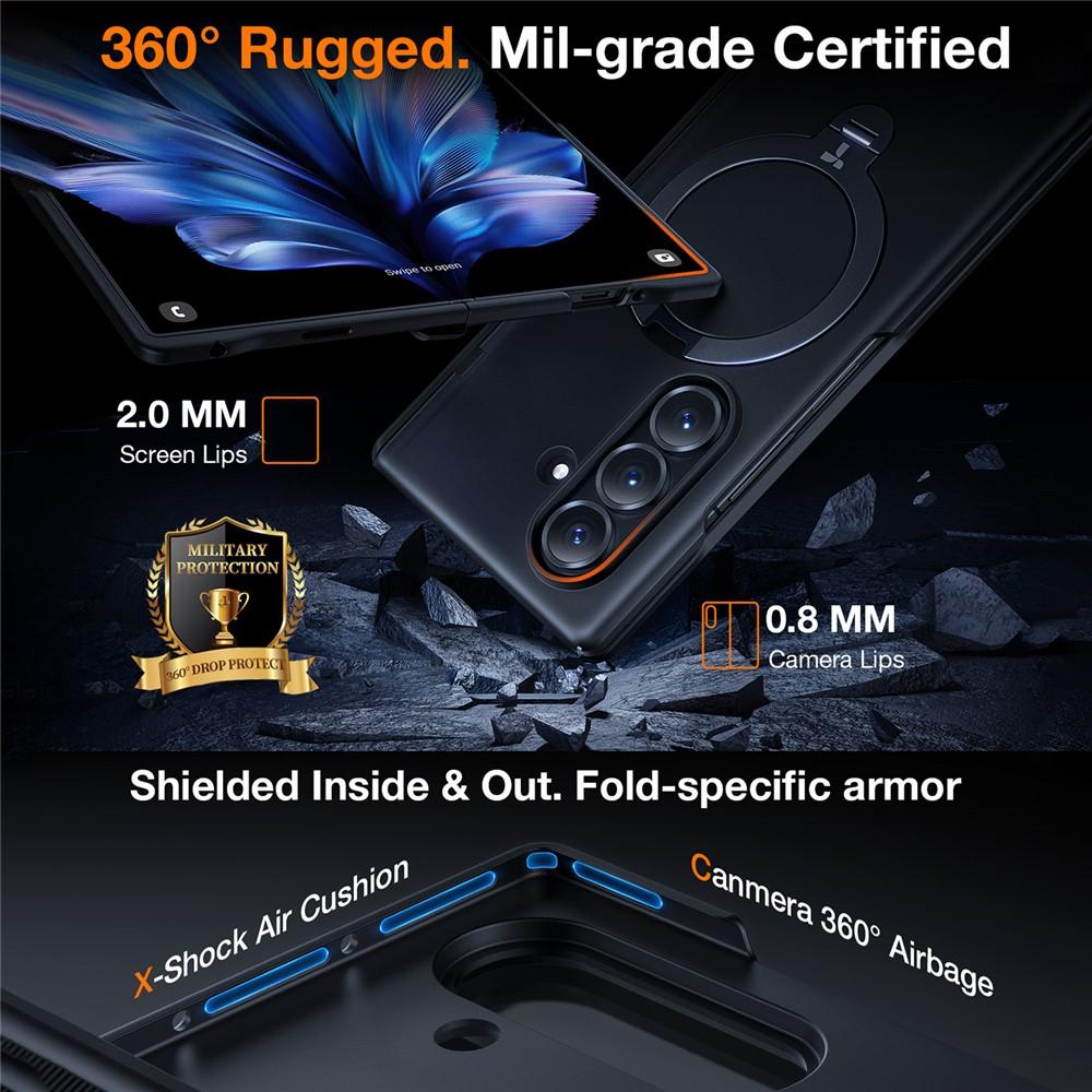 Samsung Galaxy Z Fold7 TORRAS Ostand Q3 Spin Series Magnetic Kickstand Cover - Black - Image 4