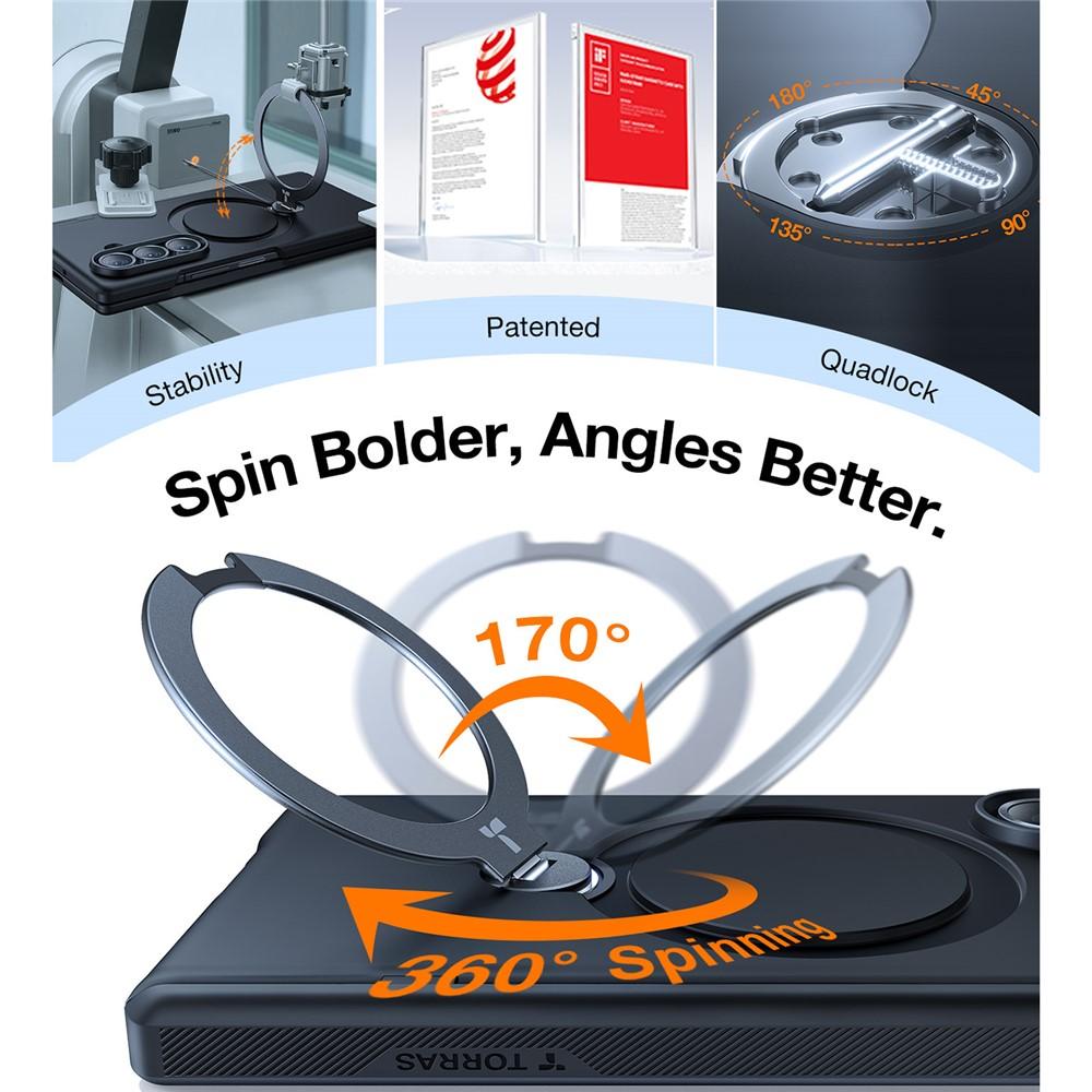 Samsung Galaxy Z Fold7 TORRAS Ostand Q3 Spin Series Magnetic Kickstand Cover - Black - Image 7