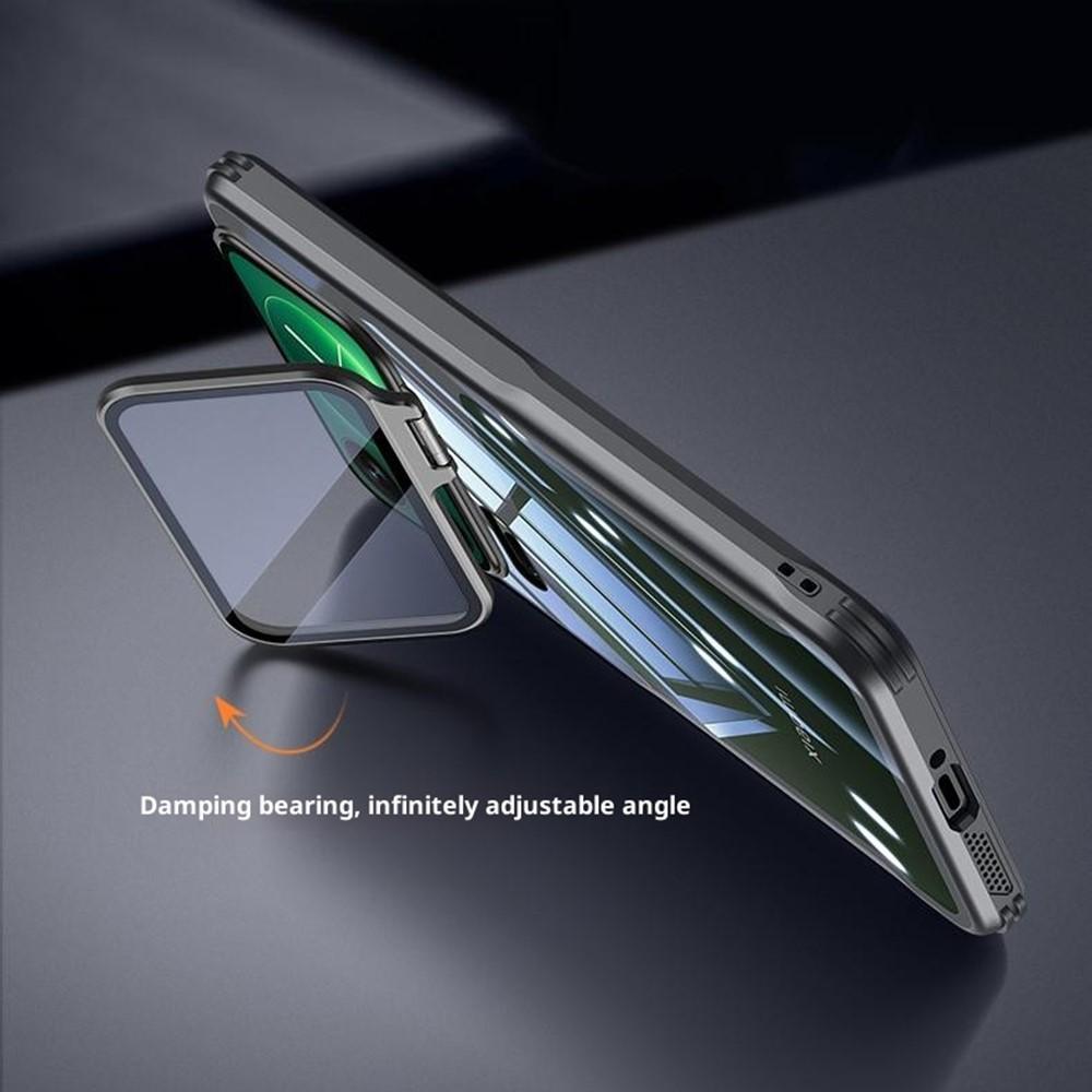 Xiaomi 17 Pro Max PC + TPU Clear with Glass Lens Cover Kickstand - Black - Image 2