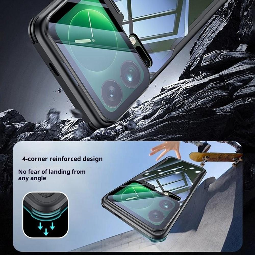 Xiaomi 17 Pro Max PC + TPU Clear with Glass Lens Cover Kickstand - Black - Image 5