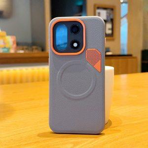 OnePlus 15 MagSafe Leather Coated PC + TPU Cover with Heat Dissipation – Grey