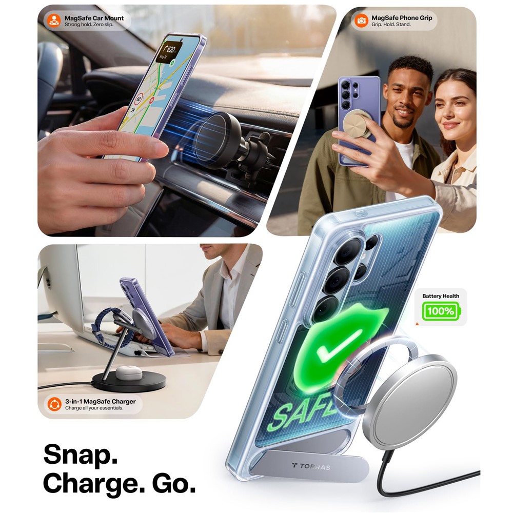 Samsung Galaxy S26 Ultra TORRAS Ostand L1 Magsafe Kickstand TPU+PC Cover - Clear - Image 2