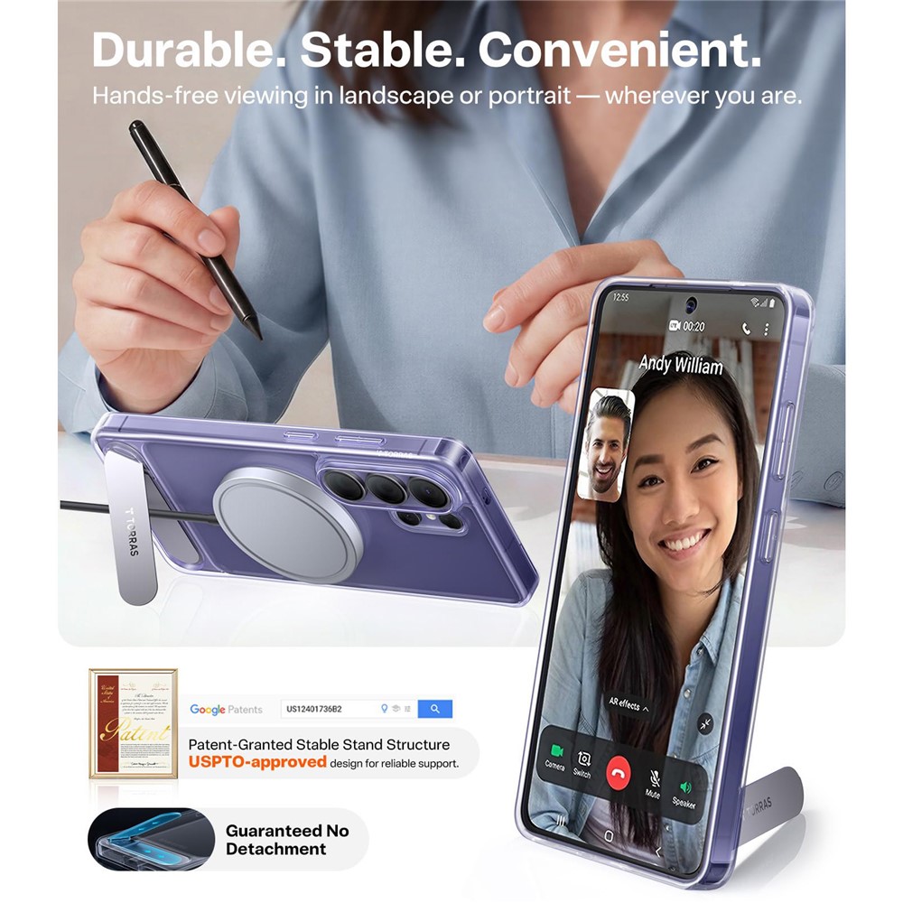 Samsung Galaxy S26 Ultra TORRAS Ostand L1 Magsafe Kickstand TPU+PC Cover - Clear - Image 3