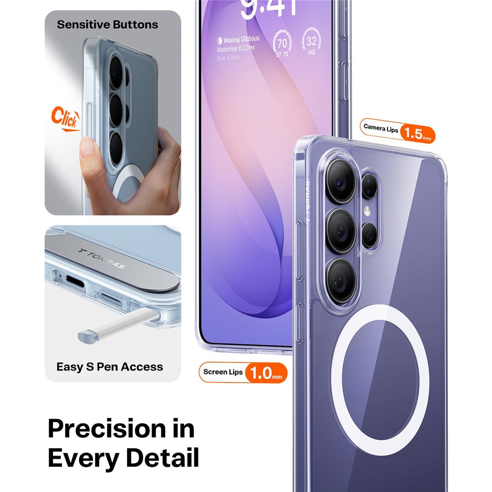 Samsung Galaxy S26 Ultra TORRAS Ostand L1 Magsafe Kickstand TPU+PC Cover - Clear - Image 5