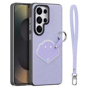 Samsung Galaxy S26 Ultra DUX DUCIS Luvy Series PU Leather Finger Ring/Strap – Lilac Purple & Shell