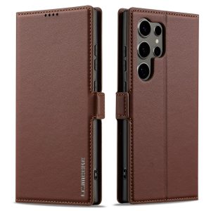 Samsung Galaxy S26 Ultra LC.IMEEKE L1 Series Leather Wallet Stand Flip Cover – Brown