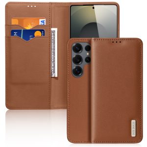 Samsung Galaxy S26 Ultra DUX DUCIS Hivo Series Leather RFID Blocking Flip Cover – Brown