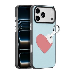 iPhone 17 Pro Max DUX DUCIS Luvy Series PU Leather with Finger Ring/Strap – SkyBlue & Heart