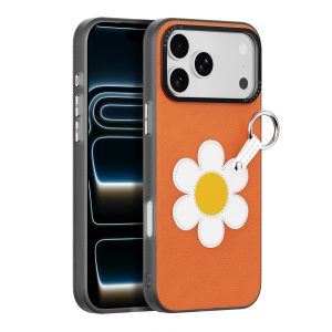 iPhone 17 Pro Max DUX DUCIS Luvy Series PU Leather with Finger Ring/Strap – Warm Orange & Daisy