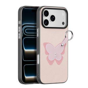 iPhone 17 Pro Max DUX DUCIS Luvy Series PU Leather with Finger Ring/Strap – LightPink & Butterfly