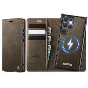 Samsung Galaxy S26 Ultra CASEME C49 Flip RFID Blocking Wallet Leather Cover – Coffee