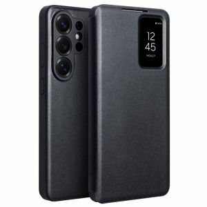 Samsung Galaxy S26 Ultra QIALINO View Window Leather Flip Cover – Black