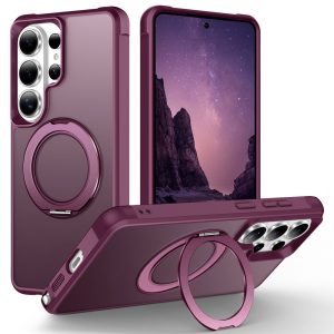 Samsung Galaxy S26 Ultra Magsafe Kickstand TPU + PC Shockproof Cover – Wine Red