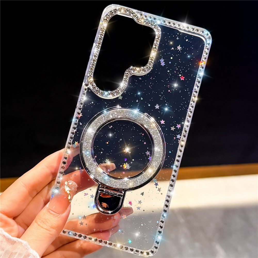 Samsung Galaxy S26 Ultra IMD Kickstand Rhinestone Edge Glitter Cover - Little Stars