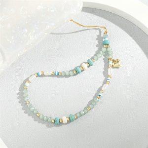 Phone Wrist Strap Polymer Clay Acrylic Beads 30cm Lanyard – Light Green